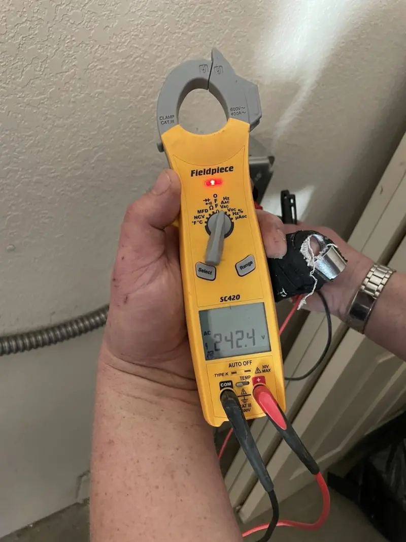 Voltage testing with clamp meter during Aluminum Wiring Replacement in Hazle